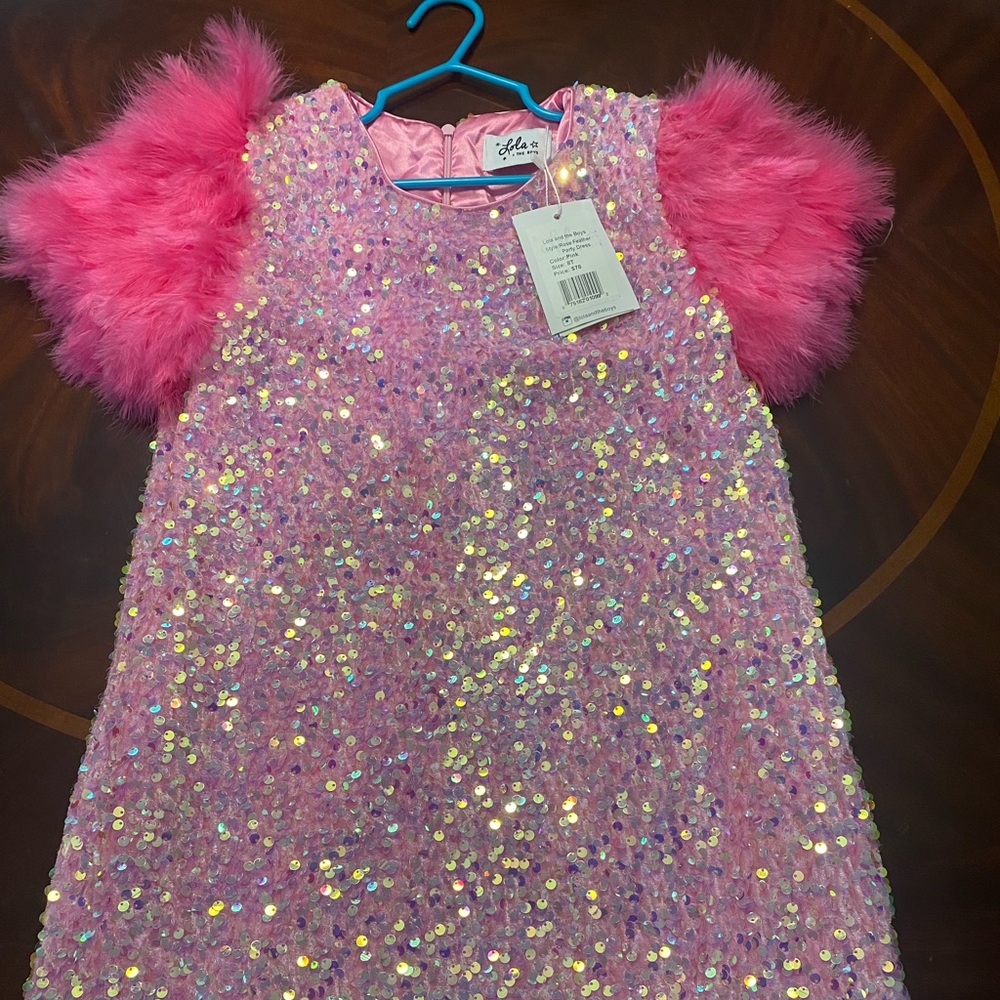 Lola + The Boys Rose Feather Party Dress NWT Size 8
